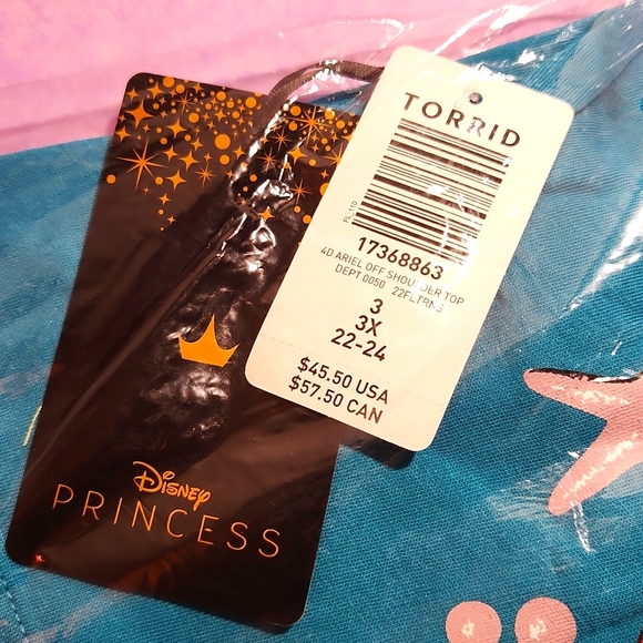 ❤️NWT VINTAGE TORRIID TOP DISNEY PRINCESS ARIEL LITTLE MERMAID SHIRT, SIZE 2X - Picture 5 of 12